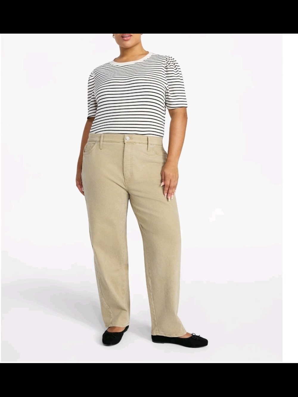 NWT Terra & Sky Women's Plus Size 22W Beige Khaki Denim Colored Jeans Pants